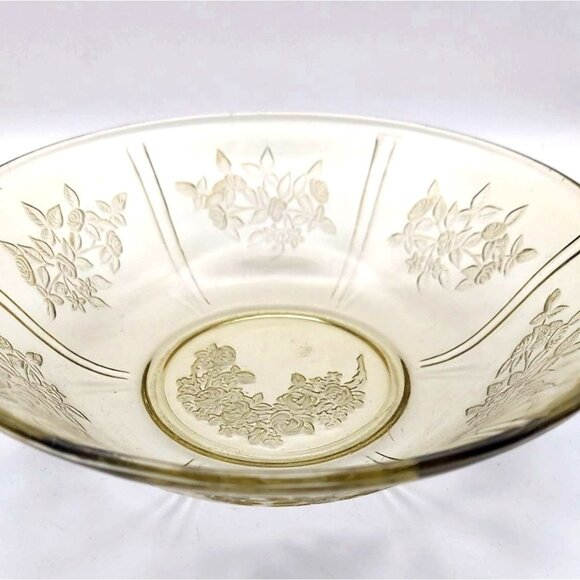 Vintage Federal Depression Glass Amber Sharon Cabbage Rose Berry Bowls Set Of 2 - Picture 5 of 6